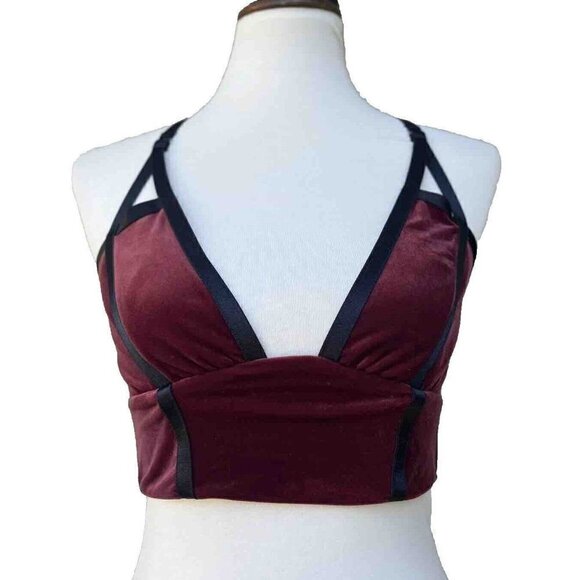 Blue Life Fit Bralette L Burgundy Exhale Velvet Bralette in Garnet Size L - Picture 12 of 16